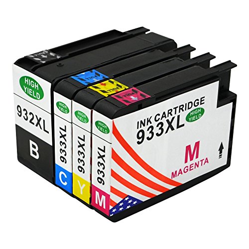 Toner Kingdom 4 Pack Kompatibel HP 932XL 933XL Tintenpatronen für HP Officejet 6100 6600 6700 7110 7610 7612 Drucker (1 Schwarz, 1 Cyan, 1 Magenta, 1 Gelb)