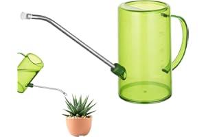 OFFCUP Regadera, 35oz 1L Pequeña, Plástico para Jardín, Caño Largo y Mango de Madera, para Plantas, Vivienda Exteriores Interior (Verde)