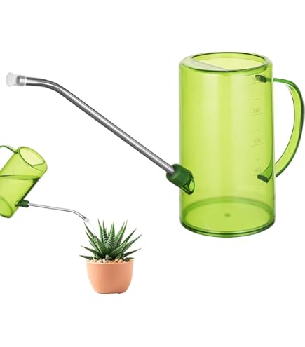 QYLJZB 1L 2 in 1 gieter met sproeier, draagbare gieter lange uitloop plastic voor huis indoor plant outdoor bloem decoratieve moderne tuin (groen