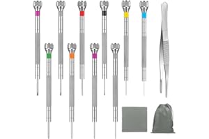 LYJOW 10 Stück Uhrenwerkzeug Schraubenzieher Set Kleine Präzisions Uhrmacher Schraubendreher Kit Mit Pinzette Tüchern Und Organizer Uhrmacherwerkzeug Für Uhren Brillen Juwelier Mini Werkzeuge Reparatur
