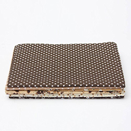 KING DO WAY 7X Baumwolltuch Stoffpakete Patchwork Stoffe duenn Baumwolle Stoffreste Paket Reste Braun 50x50cm - 5