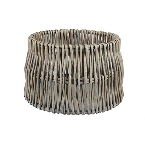 Lampenschirm 35-30-21 cm ROTAN Rattan vertikal grau