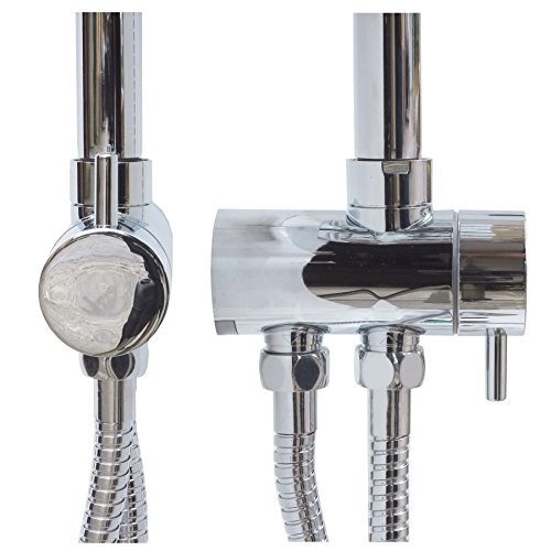 Thermostat Duschset Brauseset Duschsystem Dusch Brause Set Duschstange 100cm Regendusche 25cm Kopfbrause Überkopfbrause Komplettdusche Brausestange Duschbrause variable Halter 40cm-90cm Duschgarnitur für vorhandene Bohrlöcher 12003T-25 - 8