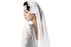 IBLUELOVER Voile Mariée Noir Halloween Double Couche Voile de Mariage avec Peigne Cheveux Accessoires de Mariage Décoratifs Nuptiale Coiffure Élégant Tulle Dentelle Cosplay Déguisement Fête