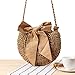 Produktbild RTYTUYJ Sommer Strand Wind Niedlich Bogen Crossbody Gewebte Tasche Handarbeit Häkeln Runde Stroh Tasche Weibliche Tasche Strandtasche