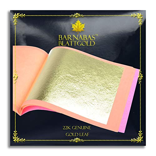 Pan de Oro Auténtico Suelto 22 kt, 85 X 85mm, Librillo de 25 Hojas