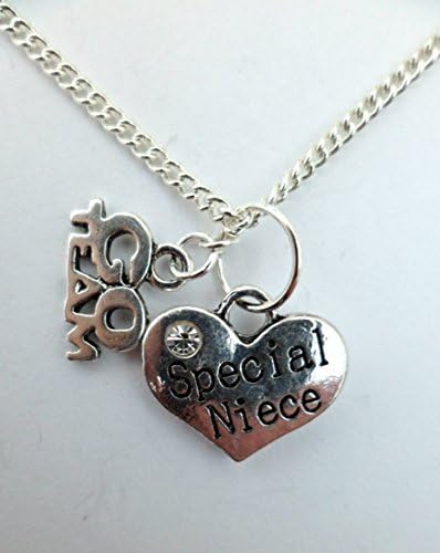 SILVER NECKLACE Special Niece Love Heart Gem Charm Go Team
