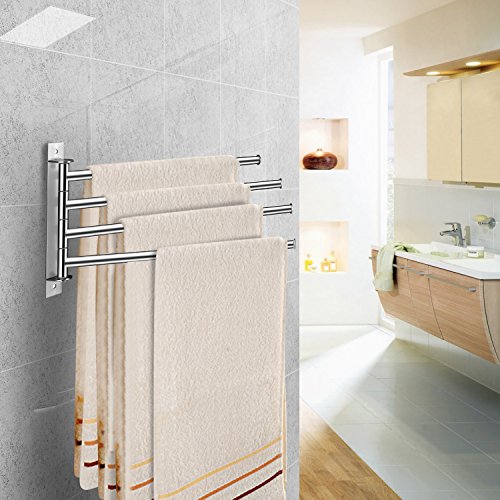 qobobo® 180°Drehung Edelstahl Handtuchhalter Handtuchhaken Bad Handtuchhalter mit 4 Armen einfach und stilvoll - 6