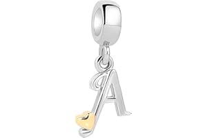 XWN Ciondolo lettere A-Z per bracciale, argento 925, compatibile con Pandora e braccialetti/collane europei, per donne/ragazze X237.
