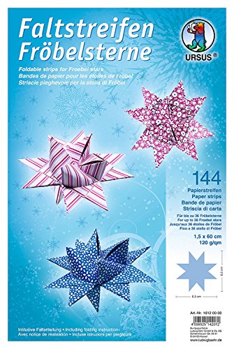 Ursus 16120000 - Faltstreifen Fröbelsterne, 144 Streifen, 1,5 x 60 cm, 120 g / qm