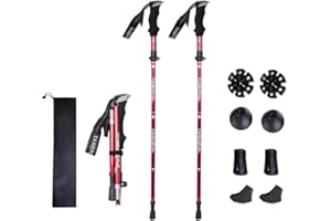 XDSP Bastón de Senderismo, Bastón de Trekking Plegable 7075 Bastón de Trekking de Aluminio Aleación de Aluminio, Anti-Choque para Excursión Marcha Alpinismo Trail Viaje Mochilero Caminar