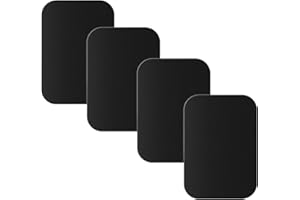 Juspota 4 Piezas Láminas Metálicas para Soporte Movil Coche Magnético, Reemplazo de Placas de Metal con Adhesivo, Muy Fina para Soporte iman Movil Coche, Negro 4 Rectangulares