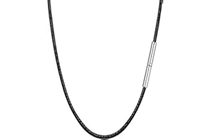 PROSTEEL 2mm Kustleder Kette für Damen Herren Polyester Schwarze Kordelkette Halskette mit Edelstahl Verschluss, Kettenlänge 41/46/51/55/61/66/71/76cm wählbar