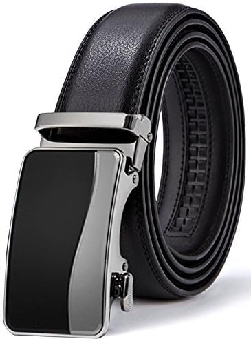Men's Belt,Alderman Genuine Leather Ratchet Belt for Men with Slide Buckle 1 3/8 Dress Belt