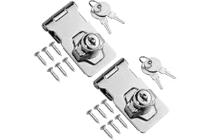 TOVOT 2PCS 2.5" Locking Hasp with Keys Shed Locks Heavy Duty Hasp Locks Latches for Door Cabinet Drawer