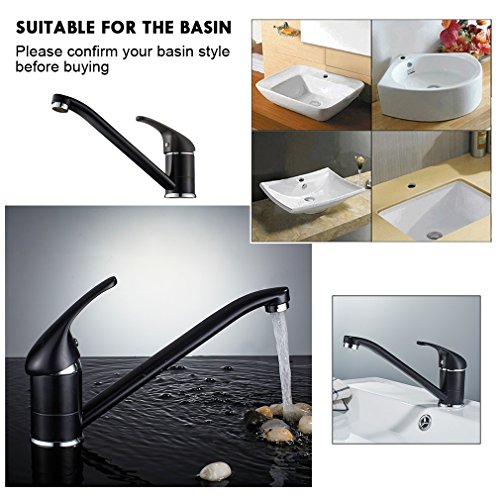 Auralum® Schwarz Chrom Niederdruck Küchenarmatur Kupfer Spültischarmatur Mischbatterie für Küche Armatur - 9