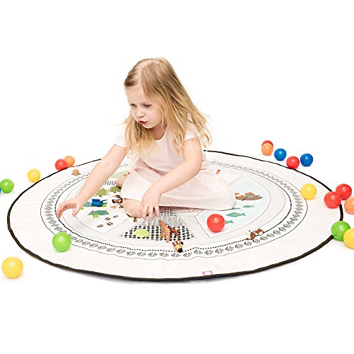 Spielmatte / Spielteppich für Baby & Kinder - Rund, Groß & Weich gepolstert - Ideal fürs Kinderzimmer - Schadstofffreie Kindermatte und Krabbeldecke für Mädchen & Junge (Pfadfinder)