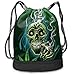 Produktbild NGDUTZ Men & Women Waterproof Large Storage Drawstring Backpack - Green Marijuana Weed Leaf Skull Smoke Cinch Backpack Sackpack Tote Sack for Gym Hiking School