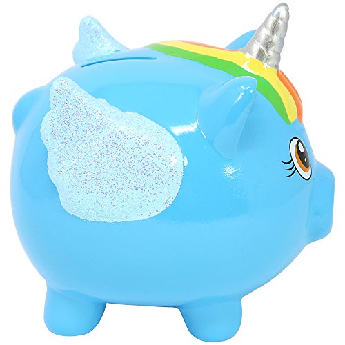 Com-Four® Tirelire en céramique au design Licorne Magique dans différentes tailles 01 Stück - 12 Cm Blau