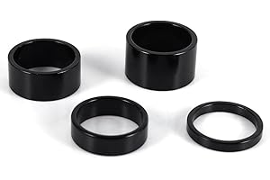 YOSOO HEALTH GEAR Bike Headset Spacer, Bicycle Stem Headset Spacer, MTB Road Bike Stem Spacers Front Fork Stem Headset Washers 5mm/10mm/15mm/20mm Aluminum Alloy Headset Spacers for Mountain Bike (Black)