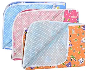KOZY KIDS Babys Plastic Waterproof Bed Protector with Foam Cushioned Sleeping Mats, 0-6Months/ L-24-inch,B-18-inch (Multicolour) - 3 Sheets