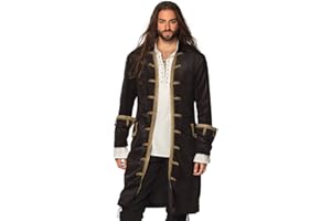 Boland - Męska kurtka piracka, czarno-złota, kurtka męska, korsarz, kostium, karnawał, przebranie, bal przebierańców