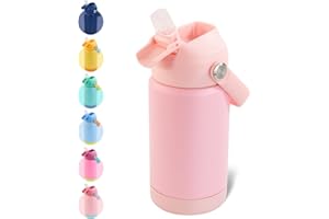 FIJINHOM Hawthyhome 360ml/12oz Kinder Edelstahl Isolierte Wasserflasche mit Strohhalm - Auslaufsicher Heiße kalte Getränke -KinderThermosflasche BPA-frei für Jungen Mädchen Kleinkind Kinder Rosa