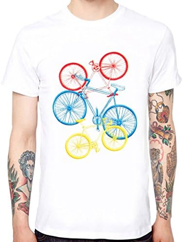 Yingyan Color Bikes Men's Cotton Soft Funny Cool T-Shirts Short Sleeve Tops Tee Size M