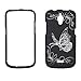 Produktbild 2D Silber Schmetterling auf Schwarz Huawei Vitria H882L/Y301 A2 Metro PCS Schutzhülle Hard Case Snap On Cover Gummiert Touch Blenden