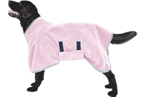 VAKOWOO Dog Drying Coat, Dog Towels for Drying Dogs, Microfibre Dog Towel Drying Robe, Puppy Shower Bath Dressing Gown for Small Medium Dog, Super Absorbent and Fast Drying