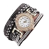 Ouneed® Uhren, Mütter Tag Geschenk Damen glitzer Bling Diamond Beiläufige analoge Quarz-Frauen-Rhinestone-Uhr-Armband-Uhr (I)