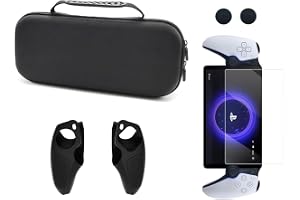 Carrying Case for Playstation Portal Remote Player Console, Portable Travel Handbag for PS5 Accessories Storage, with Split Silicone Protective Cover, Screen Protection & Thumb Caps -Black