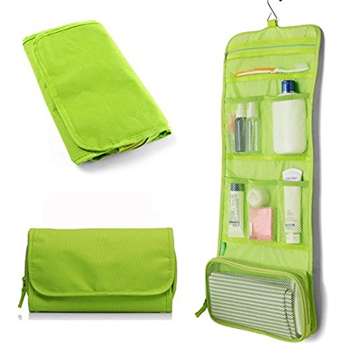 Preisvergleich Produktbild Kulturbeutel Kulturtasche zum Aufänhangen Faltbare & Tragbare Waschtasche Toiletbag Kosmetiktasche Reisetasche Beutel Bag für Reisen Outdoor 64x26cm GRÜN