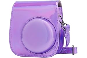ZEEREE Torba podróżna na aparat z paskiem na ramię/skóra PU dla Fujifilm Instax Mini 8 / Mini 8S / Mini 9 / Mini 11 torba na aparat, jaskrawy liliowy, torba na ramię