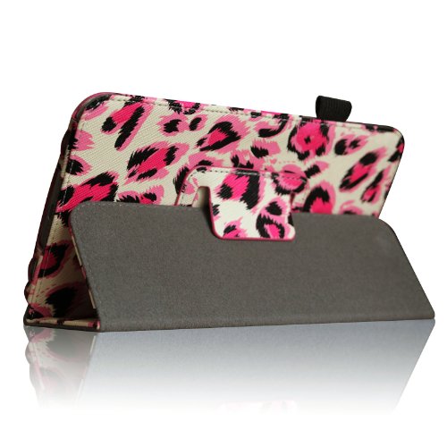Fintie Samsung Galaxy Tab 3 7.0 (7 Zoll) SM-T210 SM-T211 Hülle Case – Slim Fit Folio Bookstyle Kunstleder Schutzhülle Cover Tasche mit Ständerfunktion und Stylus-Halterung, Leopard Pink - 5