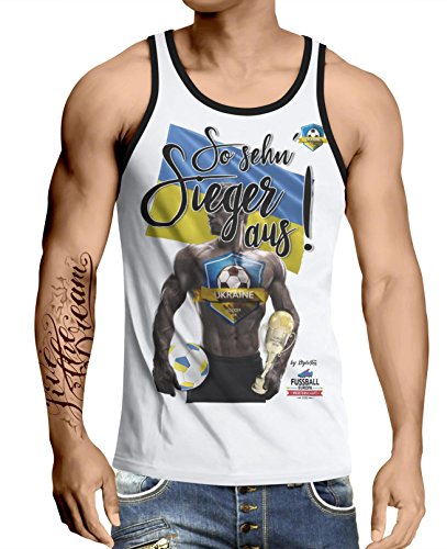 Stylotex Herren Tank Top basic So sehn Sieger aus Guy Ukraine, Farbe:weiss-schwarz;Größe:XXL