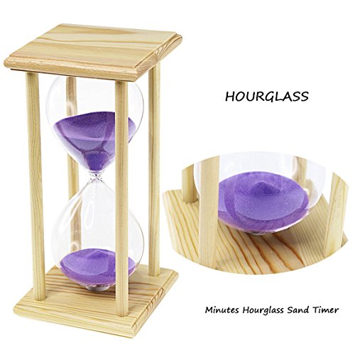 New Elegant Hand-blown Wood Stand Hourglass, 60 Minutes 1 Hour Sand Timer Home DÃƒÂ©cor for Xmas Birthday Gift (Purple) by Saibang - 3