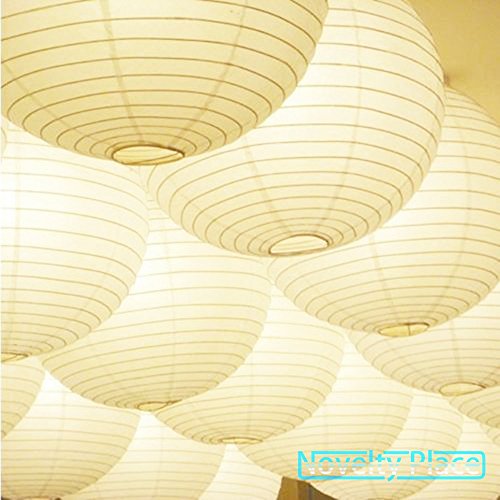 IDEAW 12″ weiße Papier Laterne Lampion rund Lampenschirm Hochtzeit Party Dekoration Ballform (10er Packung) - 6