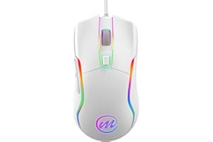 memzuoix Wired Gaming Mouse with LED Lights – 12,800 DPI Adjustable, 6 Buttons, 12 RGB Modes, Ergonomic Non-Slip Wheel – Compatible with Windows/Mac