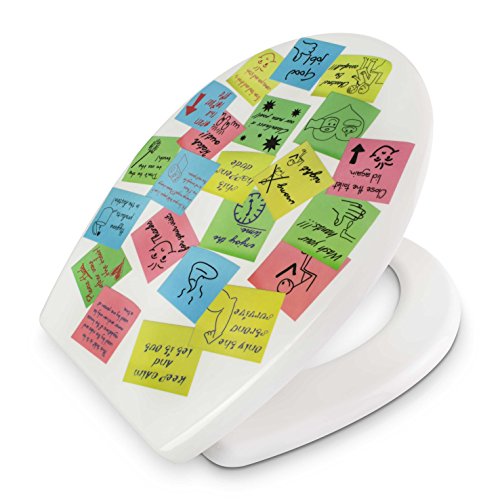 Premium WC Sitz mit Absenkautomatik – „Pinnwand“ Design – Toilettendeckel aus Duroplast inkl. Montagesatz – VENKON - 5