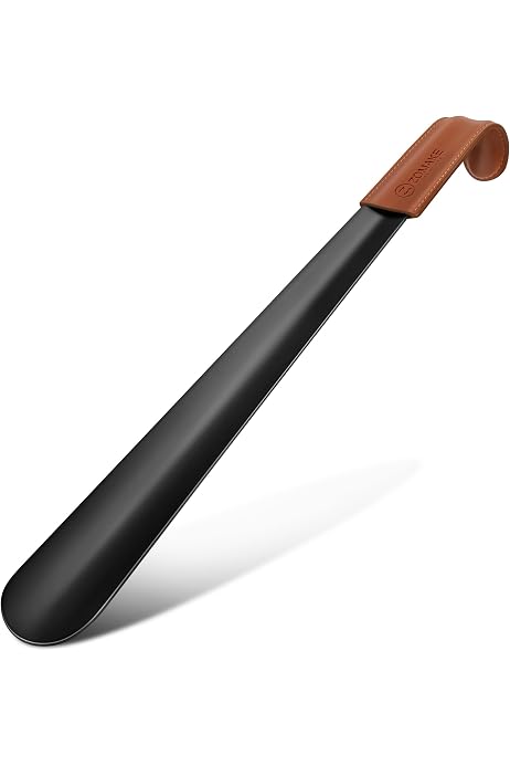 Chausse-pied Long Métal TYGA STORE 42cm - Poignée Cuir Pour Hommes Femmes Enfants