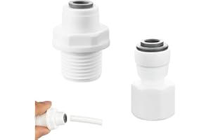 HOTMNTY Conectores Rápidos de Filtro de Agua,2 Adaptador Recto 1/4" a 3/8" Hembra/Rosca Macho,Conector de Tubería Recta de Agua,Accesorios Conversión Roscada para Purificadores y Sistemas de Ósmosis Inversa