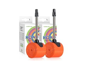 CUTYERBEE Ultralight 700C Bike Inner Tube TPU Road Bicycle Tire 28'' Compatible with 700x18/23/25/28/30/32C French Type Valves 45/65/85mm, Only 30g, Orange, 2Pcs(Include Bike Inner Tire Patch Repair Kit)