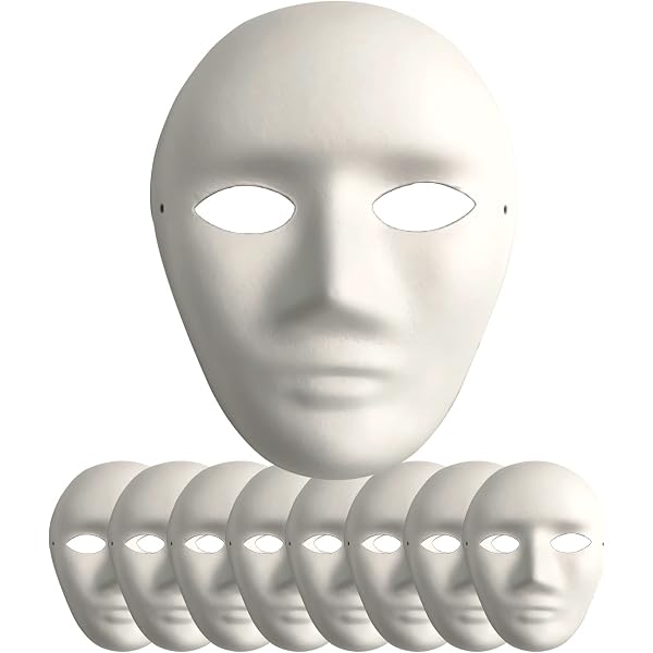 LYCN 30 Stück Weiße Papiermasken – Vollgesicht, Für DIY, Halloween, Cosplay, 15x Männlich & 15x Weiblich