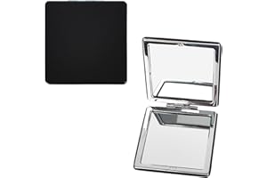 CLEMINSTA Mini Specchio da Tasca, Specchio da Viaggio a due Lati Trucco, Specchio da Viaggio, Specchio Pieghevole Bifacciale Portatile, Specchio Compatto Pieghevole Portatile e Pinzetta (Nero, Quadrato)