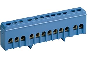 REV Ritter 0518792777, Morsetto neutro a 12 poli, 16 mm², blu