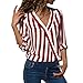 Produktbild BaZhaHei Mode Damen Gestreift Langarm Unregelmäßige Arbeit Büro Bluse Top T-Shirt Langarm Pullover Streifen Kapuzenpulli Tops Bluse