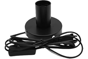 GBKDQQ Lampa stołowa w stylu vintage, E27, oprawa E27, lampa stołowa w stylu vintage z kablem o długości 1,8 m, lampka nocna z przełącznikiem kablowym, maks. 100 W, czarna, bez żarówki