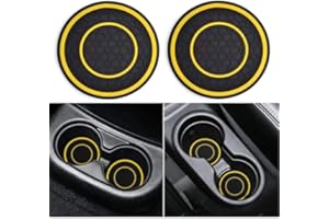 HUMMCQIT Car Cup Holder Coaster, 2.75 Inch Anti-Slip Shockproof Plastic Insulation Cup Mats Car Coasters Cup Holder Insert Universal Car Accessories Interior for Most Cars, SUV, Truck (Yellow,2)