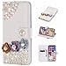 Produktbild CmNo1 iPhone 7 Plus Brieftasche Ball iPhone 8 Plus Fall Bling Diamond Perlen Glänzend Glitzer PU Lleder Kartenschlitz Flip Beutel Handtasche Kickstand für iPhone 7 Plus(Blumenperlen)